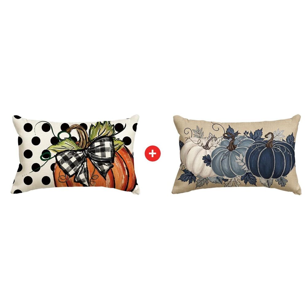 5644 Fall Polka Dot Pumpkin Throw Pillow Covers,12x20 Inch Seasonal